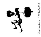 squats  woman lifts big barbell ... | Shutterstock .eps vector #1629454516