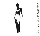 walking woman in summer dress ... | Shutterstock .eps vector #1986812150