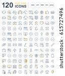 set  line icons in flat design... | Shutterstock . vector #615727496