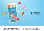 shopping cart with gift and... | Shutterstock .eps vector #1807100233