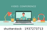 video conference with people... | Shutterstock .eps vector #1937273713