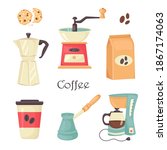 vector set of barista coffee... | Shutterstock .eps vector #1867174063