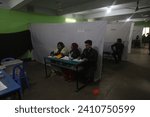 Small photo of DHAKA Bangladesh 07 january 2024 , Some polling station officials had little to do election day as voter turnout dropped to 4o%.