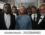 Small photo of Dhaka Bangladesh03march2024,Bangladeshi Nobel peace laureate Muhammad Yunus (C) addresses the media at the Metropolitan Sessions Judge Court in Dhaka .
