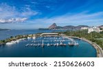Small photo of Marina da Gloria in flamengo Park with drone view, with sugar loaf background
