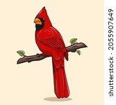 northern cardinal bird illustrations cartoon red bird isolated vector