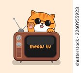 Tabby Cat With Tv Circle...