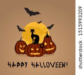 scary pumpkin faces halloween... | Shutterstock .eps vector #1515993209