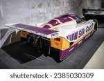 Small photo of Le Mans, France; October 10, 2023: Rear view of the impressive and historic Jaguar XJR-9 LM V12 from 1988