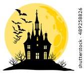 Halloween View Of Castle  Moon  ...