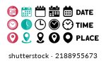 Date, Time, Address or Place Icons Symbol