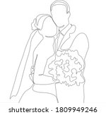 one continuous single drawing... | Shutterstock .eps vector #1809949246