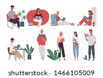 collection of people reading or ... | Shutterstock .eps vector #1466105009