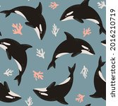 Seamless Cute Pattern Orca Or...