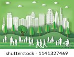 landscape of peoples exercise... | Shutterstock .eps vector #1141327469