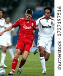 Small photo of ATHENS, GREECE - May 23, 2007: Steven Gerrard and Alessandro Nesta in action during the UEFA Champions League final 2006/2007 AC Milan v Liverpool FC at the Olympic Stadium Spyros Louis.
