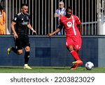 Small photo of MONZA, ITALY - September 18, 2022: Marlon and Filip Kostic in action during the Serie A 2022-2023 MONZA v JUVENTUS at Stadio Brianteo.