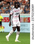 Small photo of BERGAMO, ITALY - OCTOBER 1, 2023: Moise Kean of Juventus FC looks on during the Serie A ATALANTA BC v JUVENTUS FC at Gewiss Stadium.