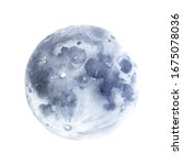 hand drawn moon watercolor... | Shutterstock .eps vector #1675078036