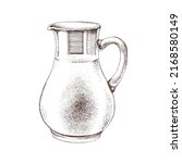 drawing of glass jug with milk... | Shutterstock .eps vector #2168580149