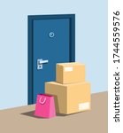 package parcel and shopping bag ... | Shutterstock .eps vector #1744559576