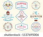 colored surf badges vol. 1 is a ... | Shutterstock .eps vector #1137695006
