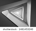 Black and white triangle spiral pattern minimal modern architecture abstract