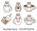 set of cute drawn hamsters.... | Shutterstock .eps vector #2119576376