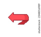 Pixel illustration of a turning arrow