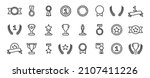 trophy and award line icons.... | Shutterstock .eps vector #2107411226