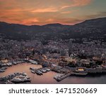 Sunset of Monaco being captured from a drone