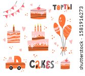 set of different isolated cakes ... | Shutterstock .eps vector #1581916273