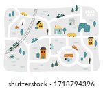 cute town map for kid's room.... | Shutterstock .eps vector #1718794396
