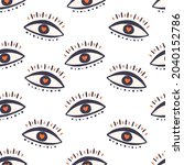 seamless pattern with eyes.... | Shutterstock .eps vector #2040152786
