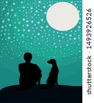 man with his dog sitting on a... | Shutterstock .eps vector #1493926526
