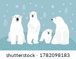 Set Of Adult Polar Bears And...