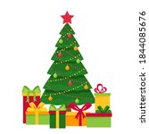 decorated christmas tree with... | Shutterstock .eps vector #1844085676