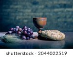 Grapes  wheat  bread and wine...