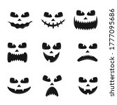 set of pumpkin faces silhouette ... | Shutterstock .eps vector #1777095686