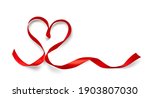 Red Ribbon Heart Shape Isolated ...