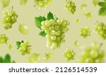 Green Background With Grapes...