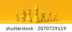 Yellow Chess Pieces 3d...