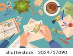 hands holding letter  envelope... | Shutterstock .eps vector #2024717090