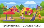 cartoon kids playing on... | Shutterstock .eps vector #2092867150