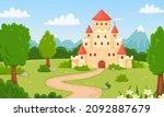 cartoon medieval castle ... | Shutterstock .eps vector #2092887679