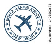 Indira Gandhi Airport New Delhi logo. Airport stamp vector illustration. New Delhi aerodrome.