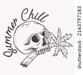 summer chill with skull and... | Shutterstock .eps vector #2163797183