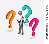 businessman with question mark... | Shutterstock .eps vector #617601443