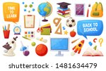 set of school items. cartoon... | Shutterstock .eps vector #1481634479