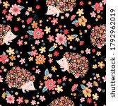 vector seamless childish floral ... | Shutterstock .eps vector #1792962019